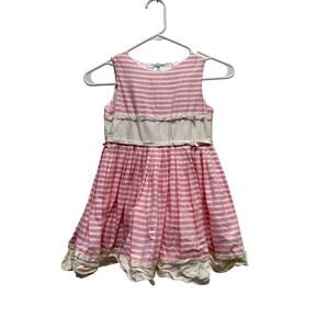 Helena Kids Striped Dress Girls Size 5 Pink Whimsy Cottagecore Vintage Luxury
